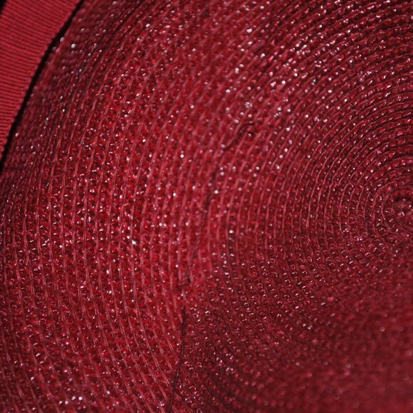 For Repair Vintage 1950\'s Christine Original Burgundy Straw Hat with Pearl Beads main image 4